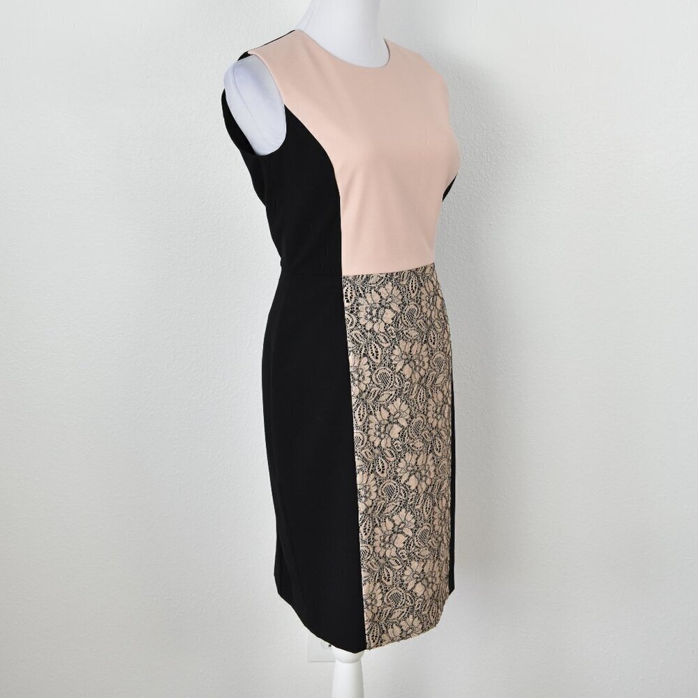 Calvin Klein Lace Color Block Sheath Dress - 6 - Picture 4 of 8